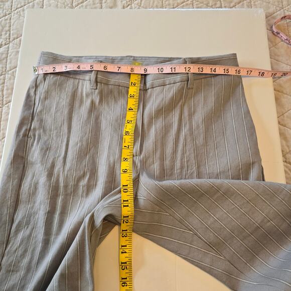 J Jill Linen Stretch Crop Pants Women's 10P Grey Multi Stripe Coastal Career NEW - Picture 9 of 10